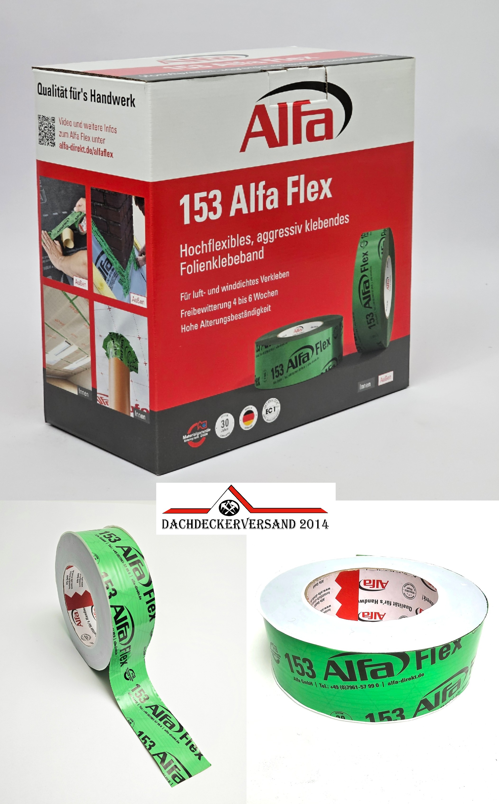 Alfa Flex 153 Klebeband flexibles Folienklebeband 50 mm x 25 m 12 Rollen (1 Karton)